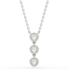 SPECIAL!.25ct G SI 14K White Gold Three Stone Diamond Beaded Drop Pendant Necklace  14+2" Ext. Chain