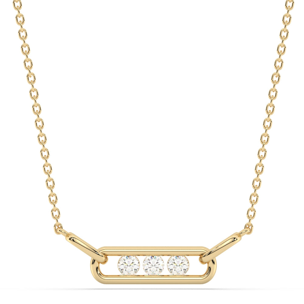 SPECIAL! .33ct G SI 14K Yellow Gold Three Stone Diamond Pendant Necklace  18" Chain