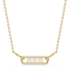 SPECIAL! .33ct G SI 14K Yellow Gold Three Stone Diamond Pendant Necklace  18" Chain