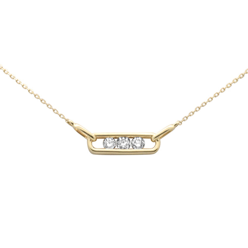 SPECIAL! .33ct G SI 14K Yellow Gold Three Stone Diamond Pendant Necklace  18" Chain