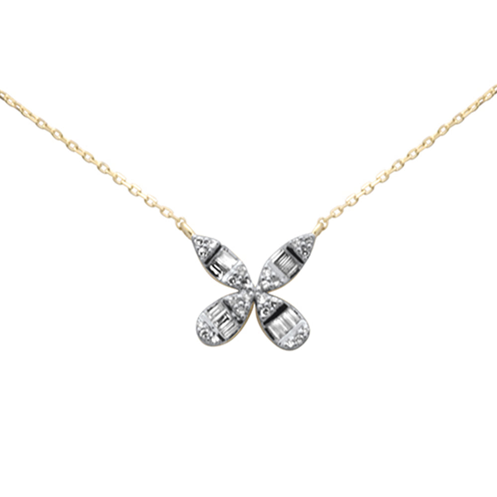 SPECIAL!.20ct G SI 14K Yellow Gold Round & Baguette Diamond Pendant Necklace 18" Long Chain