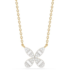SPECIAL!.20ct G SI 14K Yellow Gold Round & Baguette Diamond Pendant Necklace 18" Long Chain