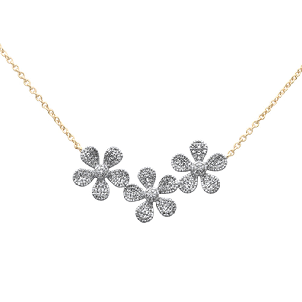 SPECIAL!.33ct G SI 14K Yellow Gold Diamond Flower Pendant Necklace 13+2" Ext. Chain