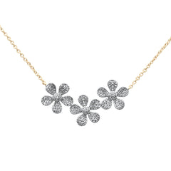 SPECIAL!.33ct G SI 14K Yellow Gold Diamond Flower Pendant Necklace 13+2" Ext. Chain
