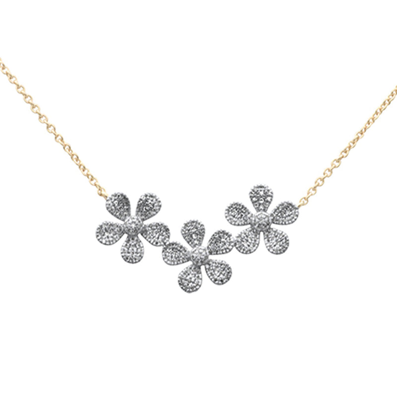 SPECIAL!.33ct G SI 14K Yellow Gold Diamond Flower Pendant Necklace 13+2" Ext. Chain