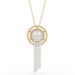 SPECIAL!1.25ct G SI 14K Yellow Gold Diamond Beaded Drop Pendant Necklace  18" Long Chain