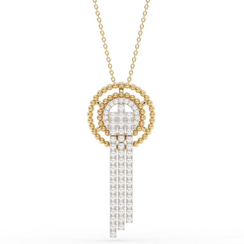 SPECIAL!1.25ct G SI 14K Yellow Gold Diamond Beaded Drop Pendant Necklace  18" Long Chain