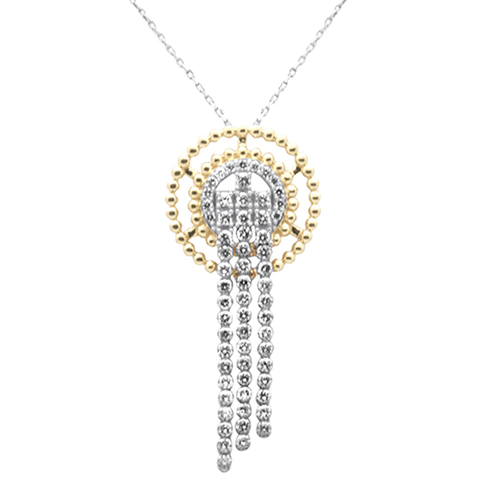 SPECIAL!1.25ct G SI 14K Yellow Gold Diamond Beaded Drop Pendant Necklace  18" Long Chain