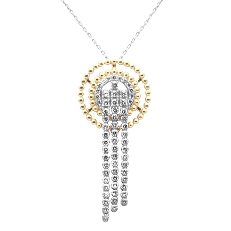 SPECIAL!1.25ct G SI 14K Yellow Gold Diamond Beaded Drop Pendant Necklace  18" Long Chain