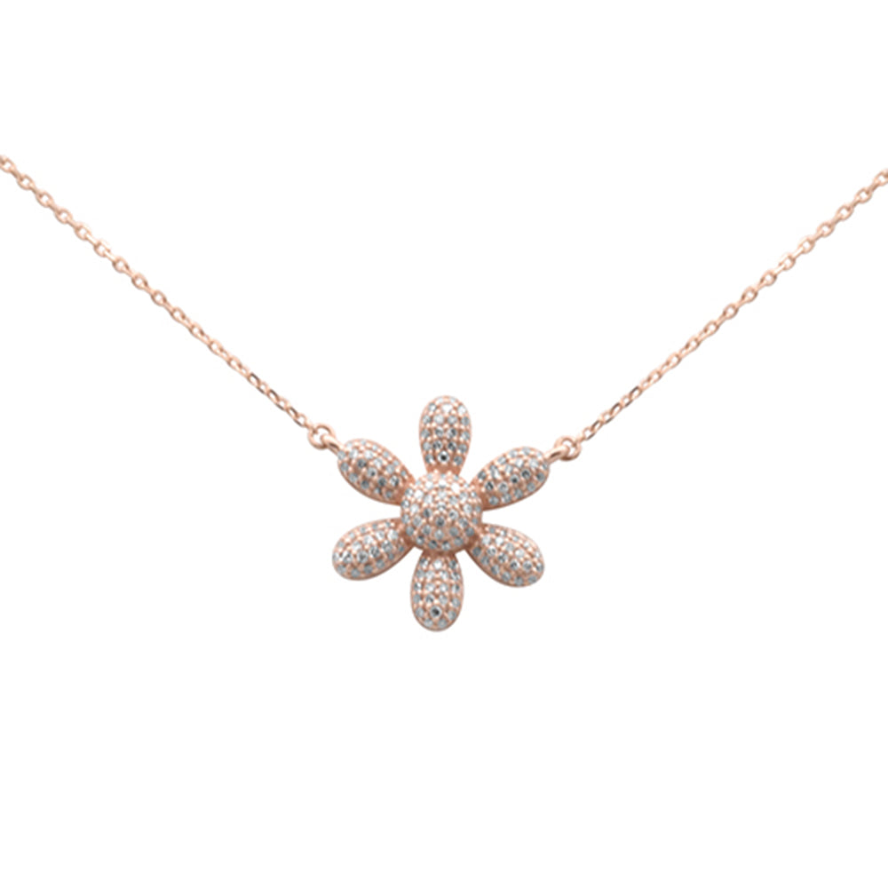 SPECIAL!.33ct G SI 14K Rose Gold Diamond Sunflower Pendant Necklace 18" Long Chain