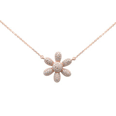 SPECIAL!.33ct G SI 14K Rose Gold Diamond Sunflower Pendant Necklace 18" Long Chain