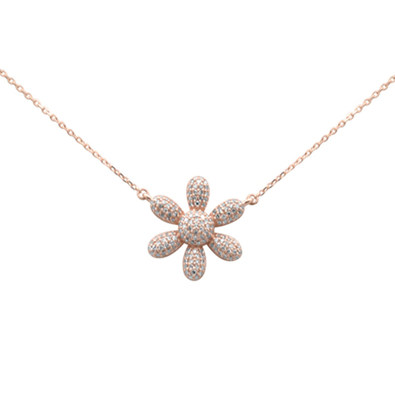 SPECIAL!.33ct G SI 14K Rose Gold Diamond Sunflower Pendant Necklace 18" Long Chain