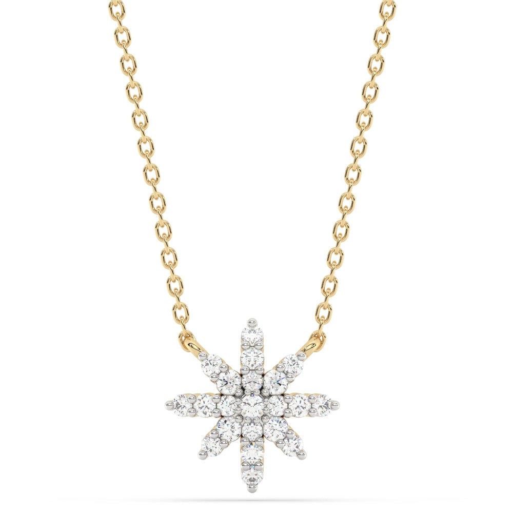 SPECIAL!.33ct G SI 14K Yellow Gold Diamond Starburst Pendant Necklace 18" Long Chain
