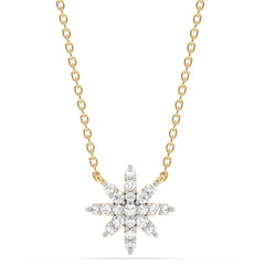 SPECIAL!.33ct G SI 14K Yellow Gold Diamond Starburst Pendant Necklace 18" Long Chain