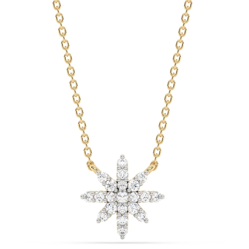 SPECIAL!.33ct G SI 14K Yellow Gold Diamond Starburst Pendant Necklace 18" Long Chain