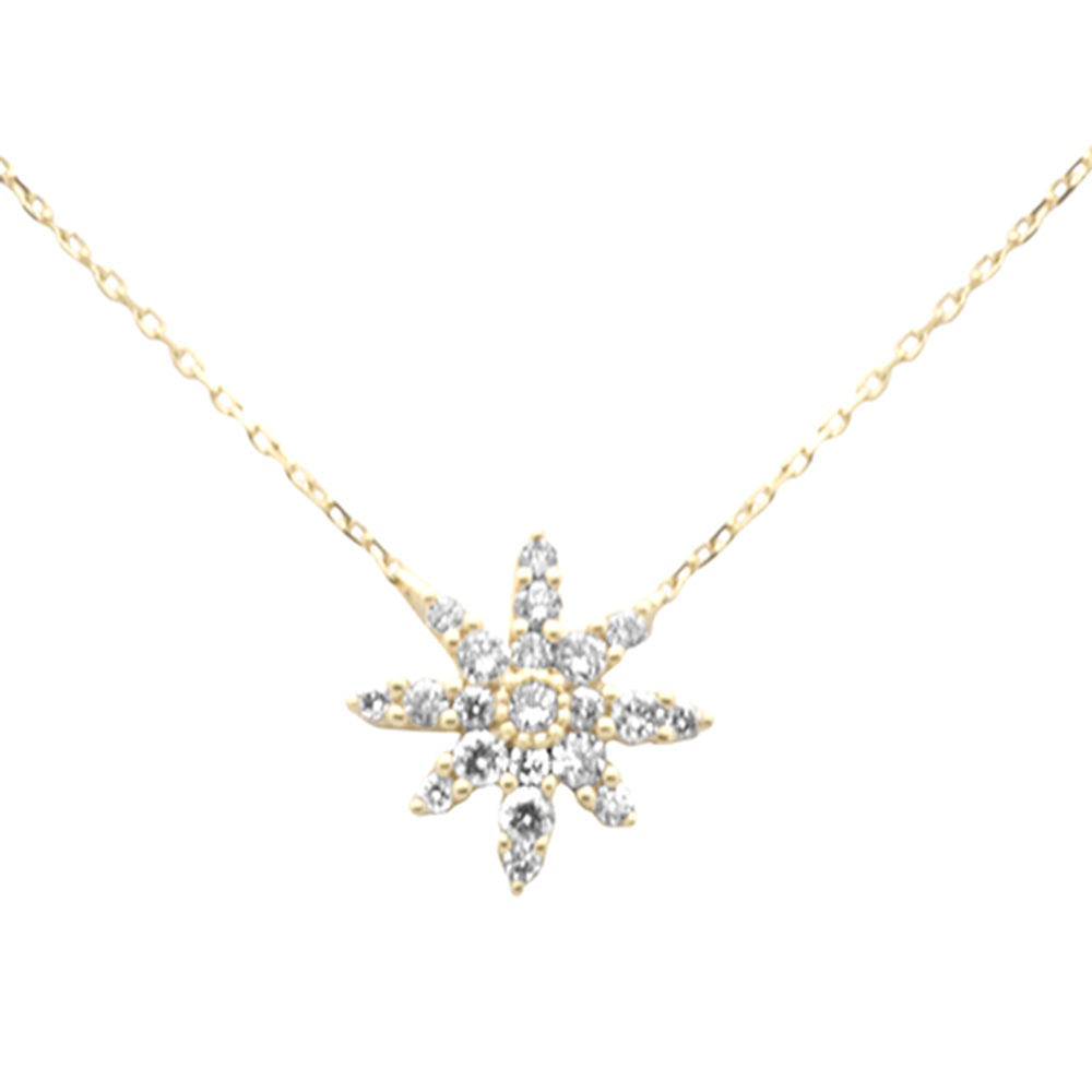SPECIAL!.33ct G SI 14K Yellow Gold Diamond Starburst Pendant Necklace 18" Long Chain