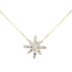 SPECIAL!.33ct G SI 14K Yellow Gold Diamond Starburst Pendant Necklace 18" Long Chain