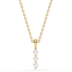 SPECIAL! .20ct G SI 14K Yellow Gold Three Stone Diamond Pendant Necklace  18" Long Chain
