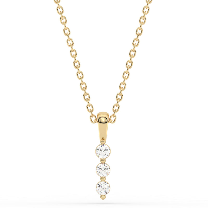 SPECIAL! .20ct G SI 14K Yellow Gold Three Stone Diamond Pendant Necklace  18" Long Chain