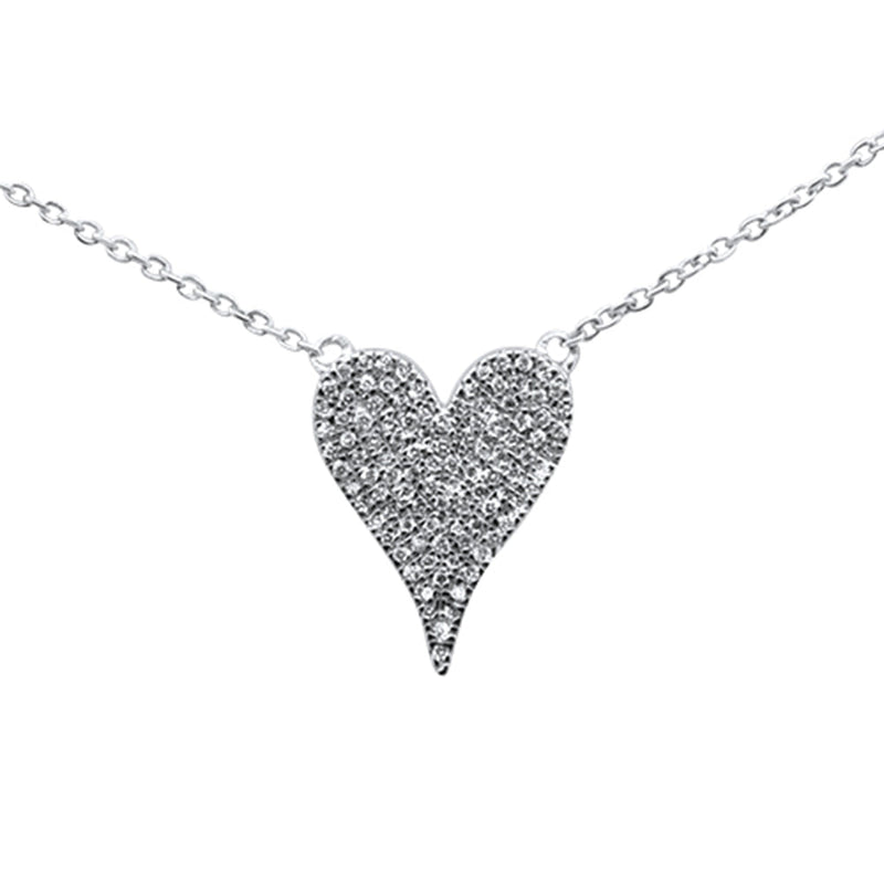 SPECIAL! .33ct G SI 14K White Gold Diamond Heart Drop Trendy Pendant Necklace 16+2" Ext