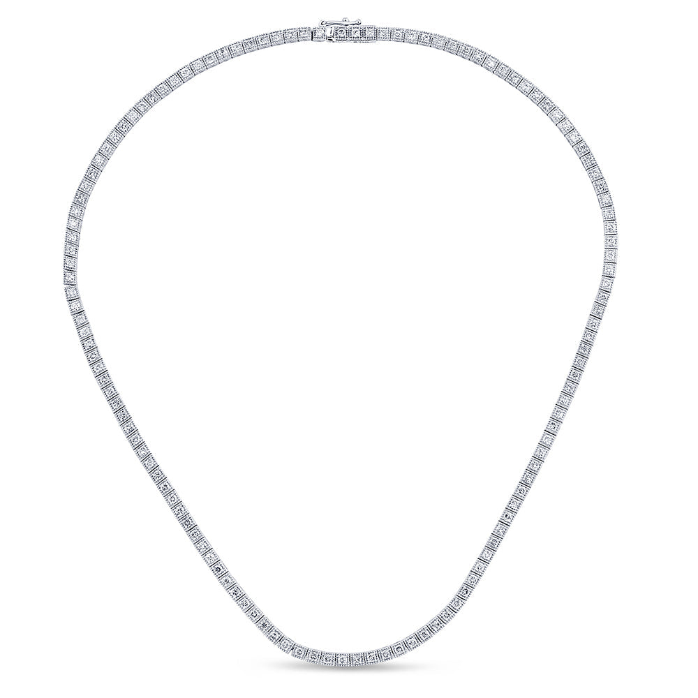 SPECIAL! 4.53ct G SI 14K White Gold Diamond Beaded Tennis Pendant Necklace 16" Long