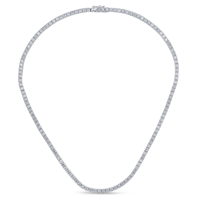 SPECIAL! 4.53ct G SI 14K White Gold Diamond Beaded Tennis Pendant Necklace 16" Long