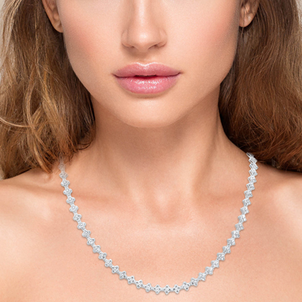 SPECIAL! 5.21ct G SI 14K White Gold Diamond Flower Necklace 16" Long