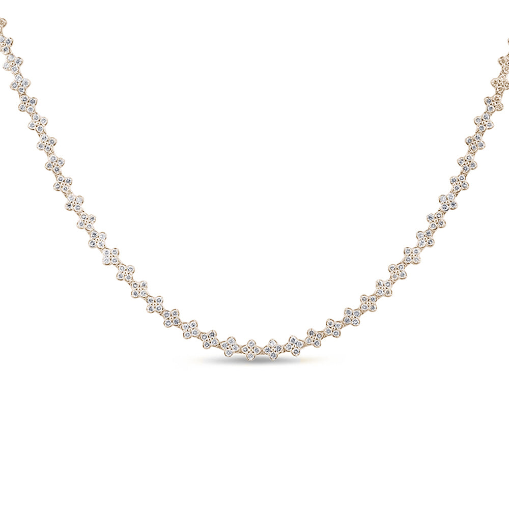 SPECIAL! 5.23ct G SI 14K Yellow Gold Diamond Flower Necklace 16" Long