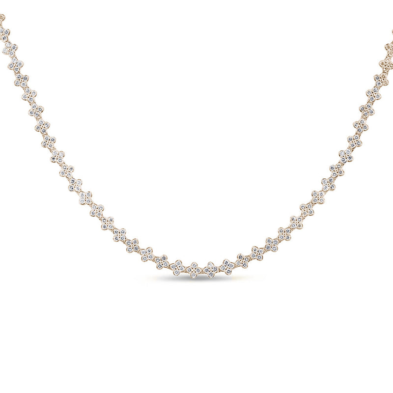 SPECIAL! 5.23ct G SI 14K Yellow Gold Diamond Flower Necklace 16" Long