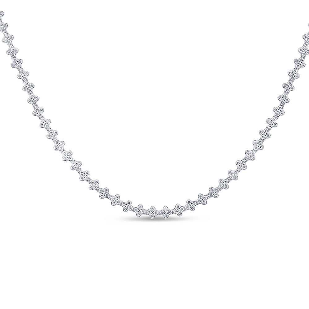 SPECIAL! 5.21ct G SI 14K White Gold Diamond Flower Necklace 16" Long