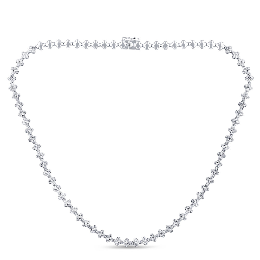SPECIAL! 5.21ct G SI 14K White Gold Diamond Flower Necklace 16" Long
