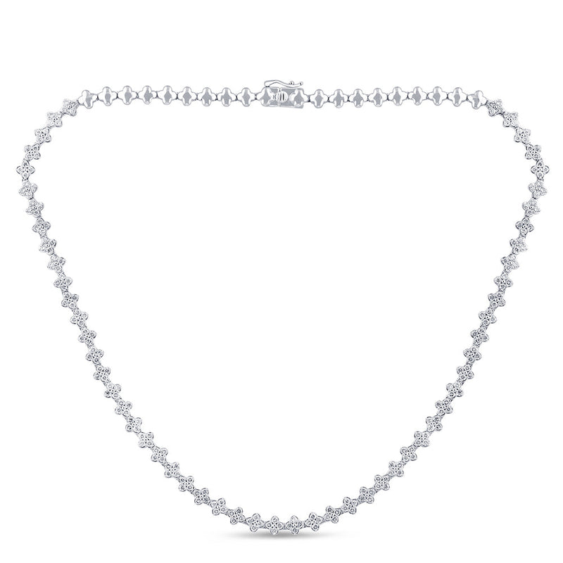 SPECIAL! 5.21ct G SI 14K White Gold Diamond Flower Necklace 16" Long