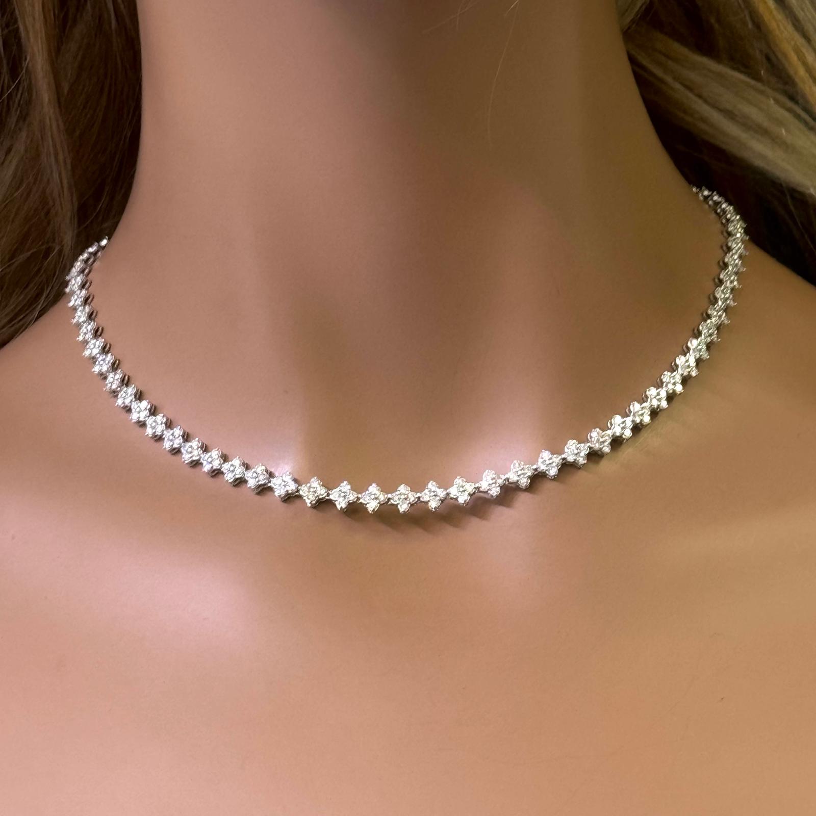 SPECIAL! 5.21ct G SI 14K White Gold Diamond Flower Necklace 16" Long
