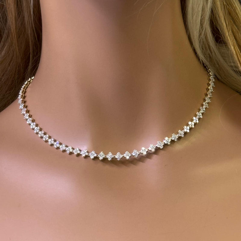 SPECIAL! 5.23ct G SI 14K Yellow Gold Diamond Flower Necklace 16" Long