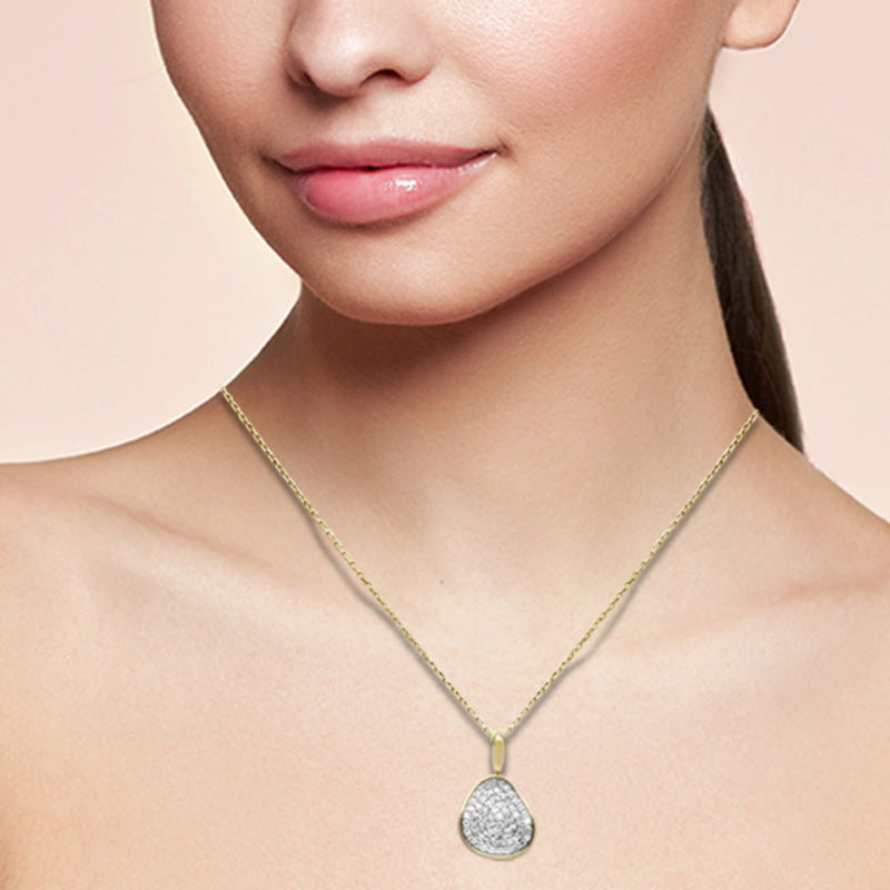 SPECIAL!.49ct G SI 14K Yellow Gold Diamond Dome Pendant Necklace 18" Long Chain