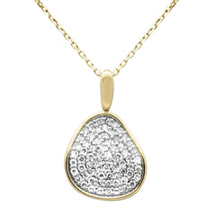 SPECIAL!.49ct G SI 14K Yellow Gold Diamond Dome Pendant Necklace 18" Long Chain