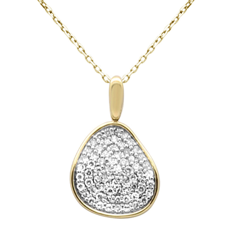 SPECIAL!.49ct G SI 14K Yellow Gold Diamond Dome Pendant Necklace 18" Long Chain