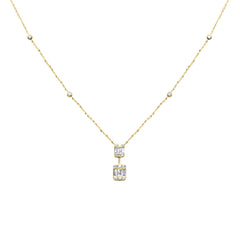 SPECIAL! .37ct G SI 14K Yellow Gold Round & Baguette Diamond Pendant Necklace 16+2" Ext Long