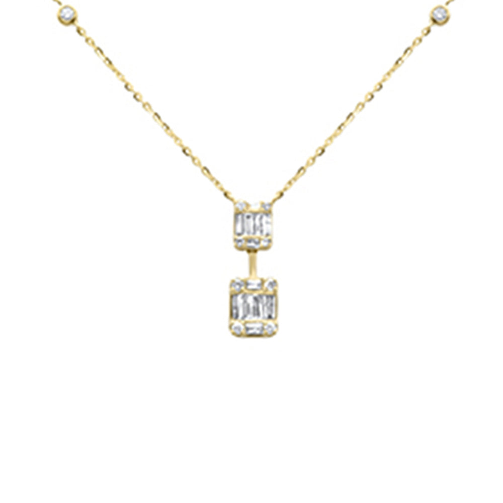 SPECIAL! .37ct G SI 14K Yellow Gold Round & Baguette Diamond Pendant Necklace 16+2" Ext Long