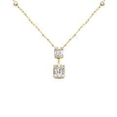 SPECIAL! .37ct G SI 14K Yellow Gold Round & Baguette Diamond Pendant Necklace 16+2" Ext Long