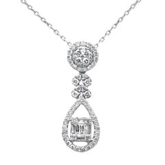 SPECIAL! .53ct G SI 14K White Gold Diamond Pendant Necklace 18" Long Chain