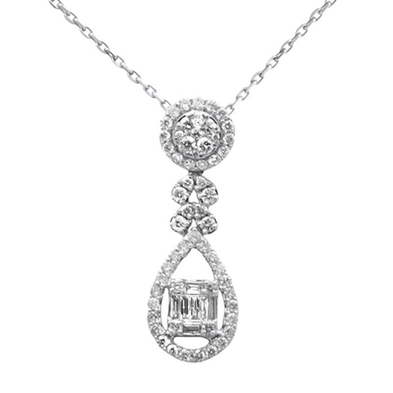 SPECIAL! .53ct G SI 14K White Gold Diamond Pendant Necklace 18" Long Chain