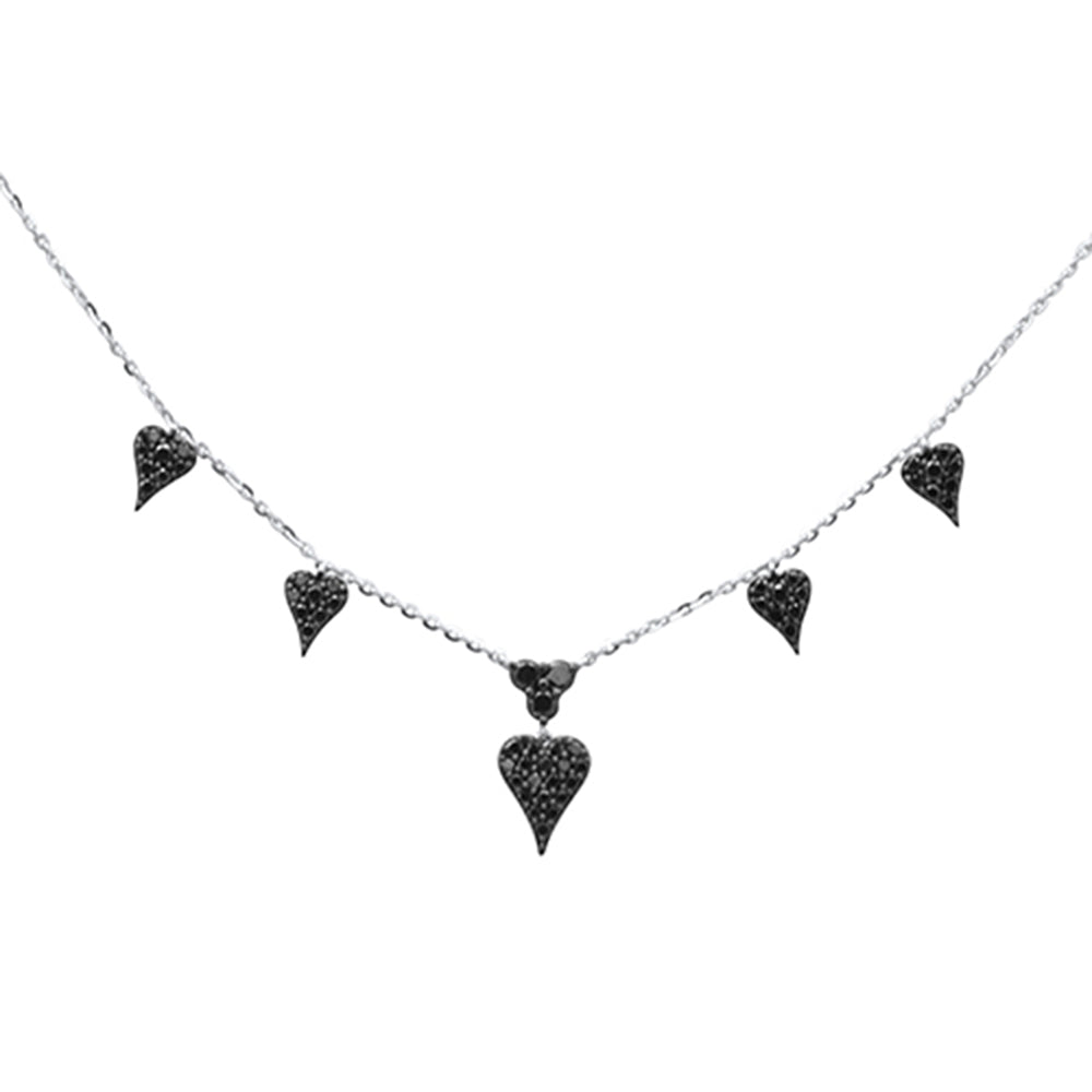 .40ct G SI 14K White Gold Black Diamond Heart Pendant Necklace  16+2" Ext Long