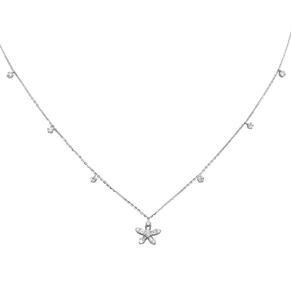 SPECIAL! .44ct G SI 14K White Gold Round & Baguette Diamond Pendant Necklace 16+2" Ext Long