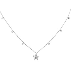 SPECIAL! .44ct G SI 14K White Gold Round & Baguette Diamond Pendant Necklace 16+2" Ext Long