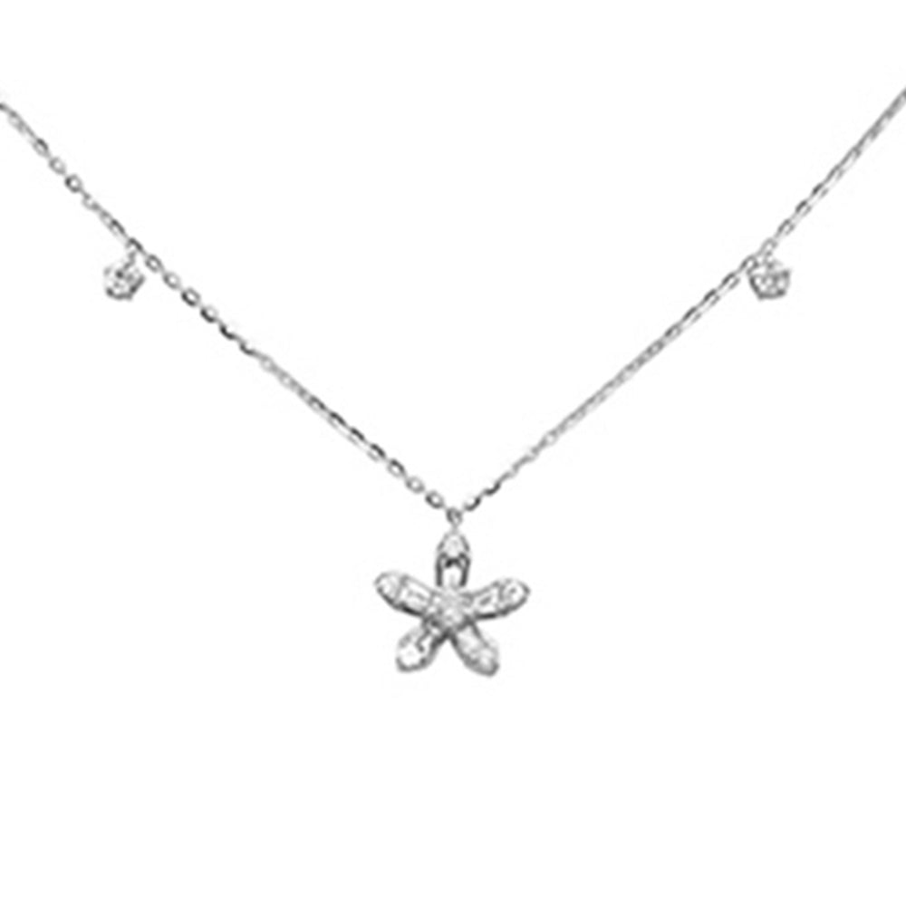 SPECIAL! .44ct G SI 14K White Gold Round & Baguette Diamond Pendant Necklace 16+2" Ext Long