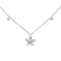 SPECIAL! .44ct G SI 14K White Gold Round & Baguette Diamond Pendant Necklace 16+2" Ext Long