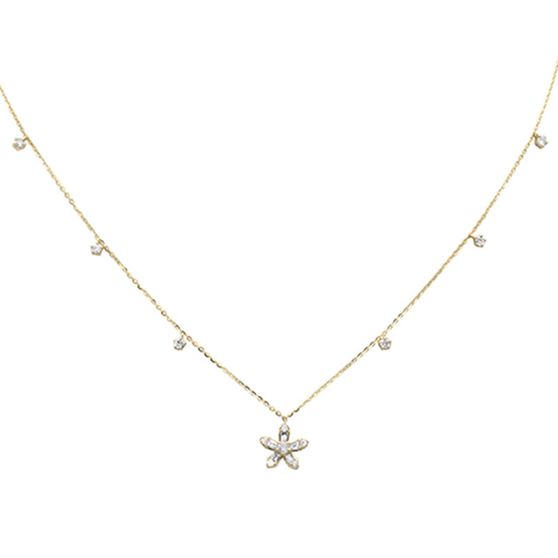 SPECIAL! .44ct G SI 14K Yellow Gold Round & Baguette Diamond Pendant Necklace 16+2" Ext Long