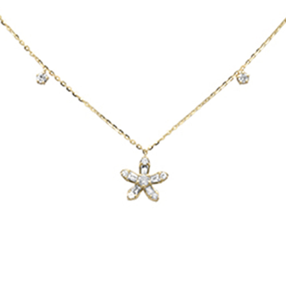 SPECIAL! .44ct G SI 14K Yellow Gold Round & Baguette Diamond Pendant Necklace 16+2" Ext Long