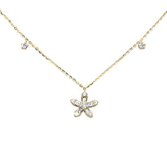 SPECIAL! .44ct G SI 14K Yellow Gold Round & Baguette Diamond Pendant Necklace 16+2" Ext Long